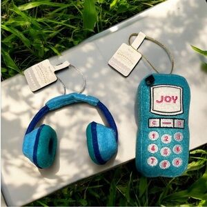 Set of 2 fabric phone Christmas ornaments NWT